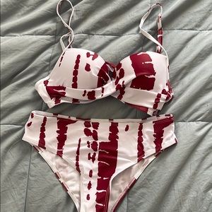 Brand new red and white shein bikini size M